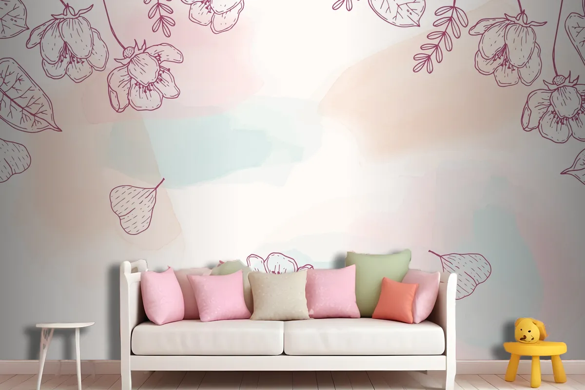 Watercolor Hand Drawn Background Wallpaper Mural