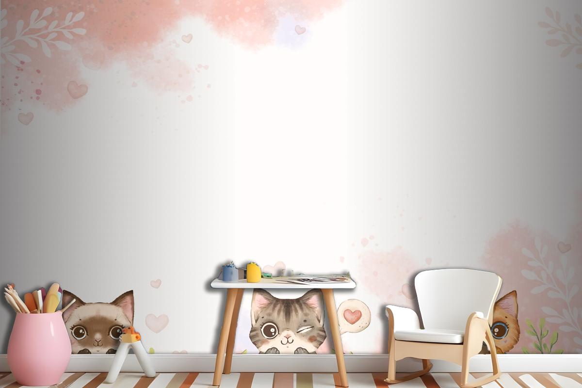 Watercolor International Cat Day Wallpaper Mural