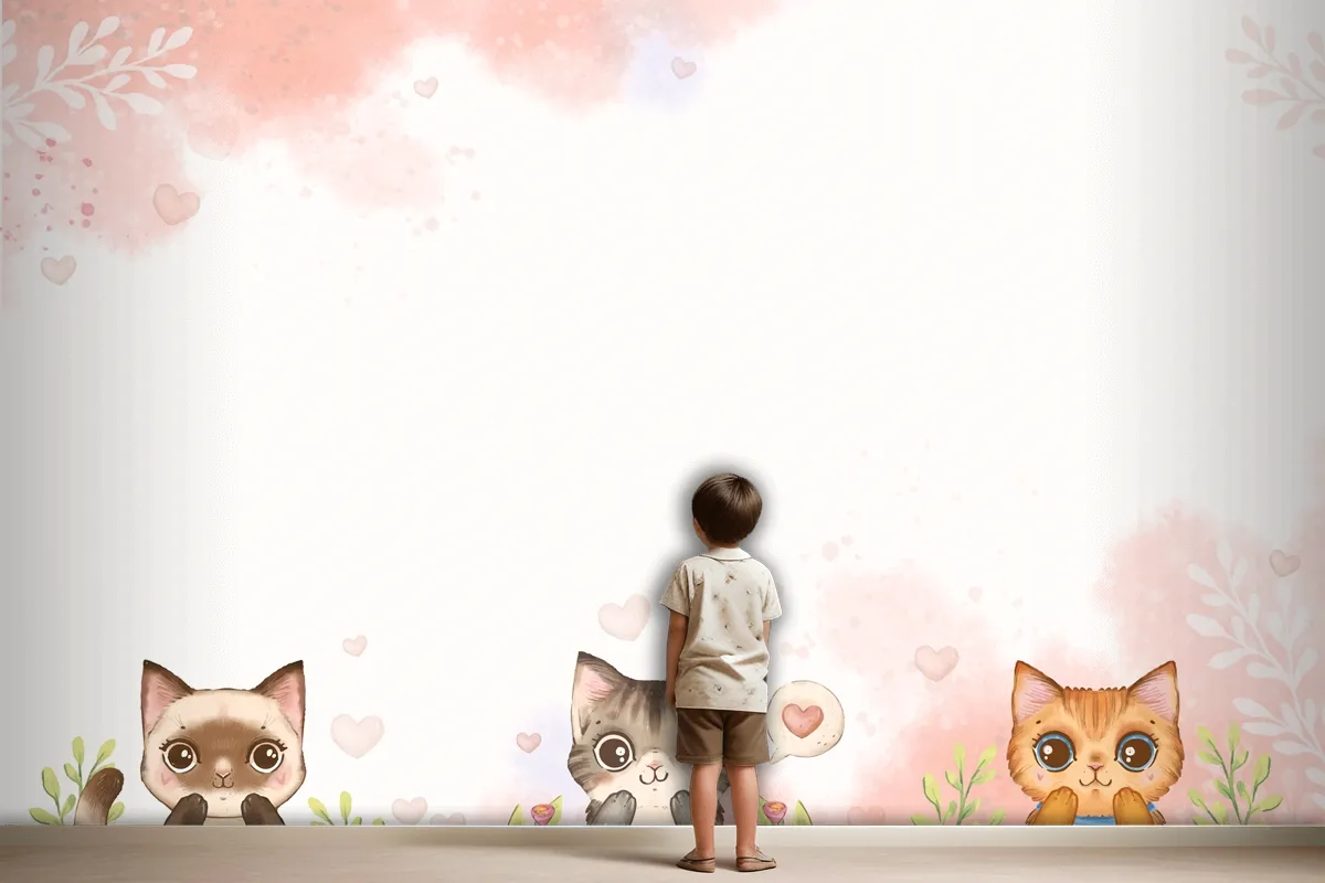 Watercolor International Cat Day Wallpaper Mural