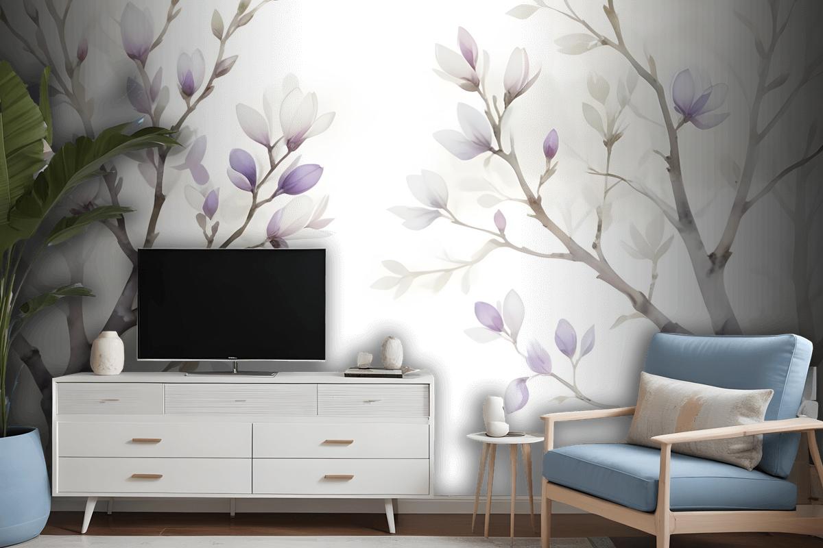 Watercolor Magnolia Floral Wallpaper Mural