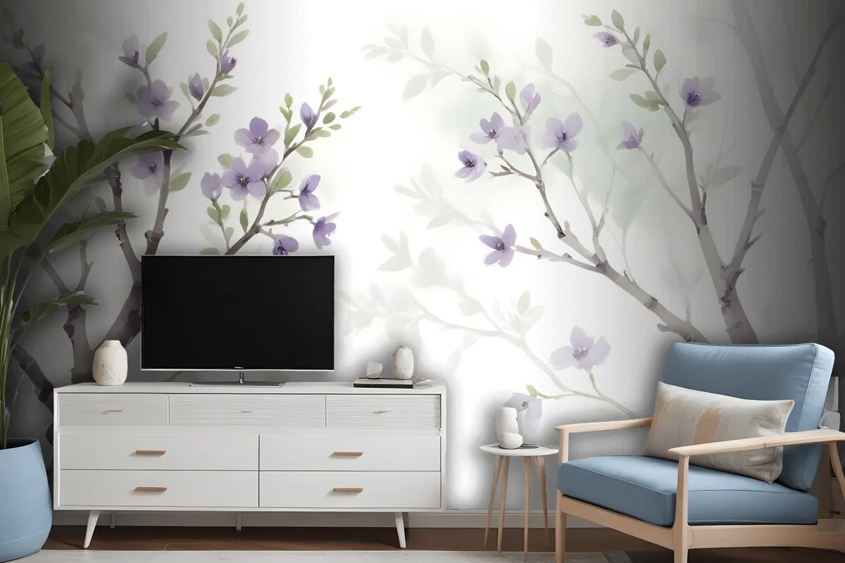 Watercolor Magnolia Floral Wallpaper Mural