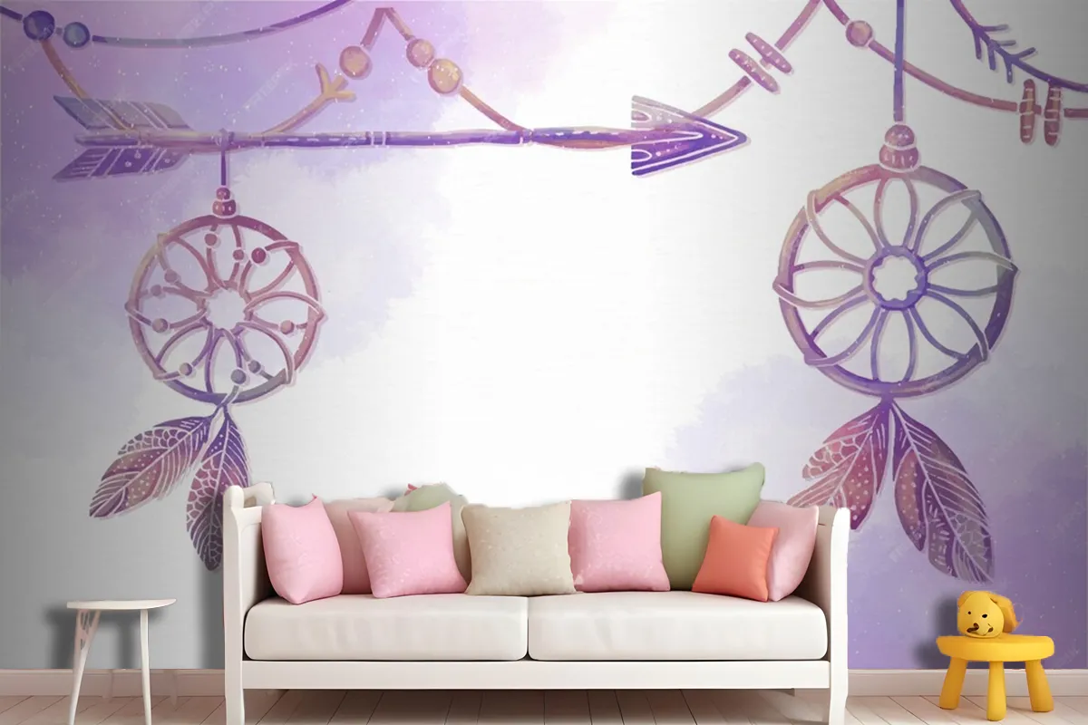 Watercolor Painted Boho Background Wallpaper Mural