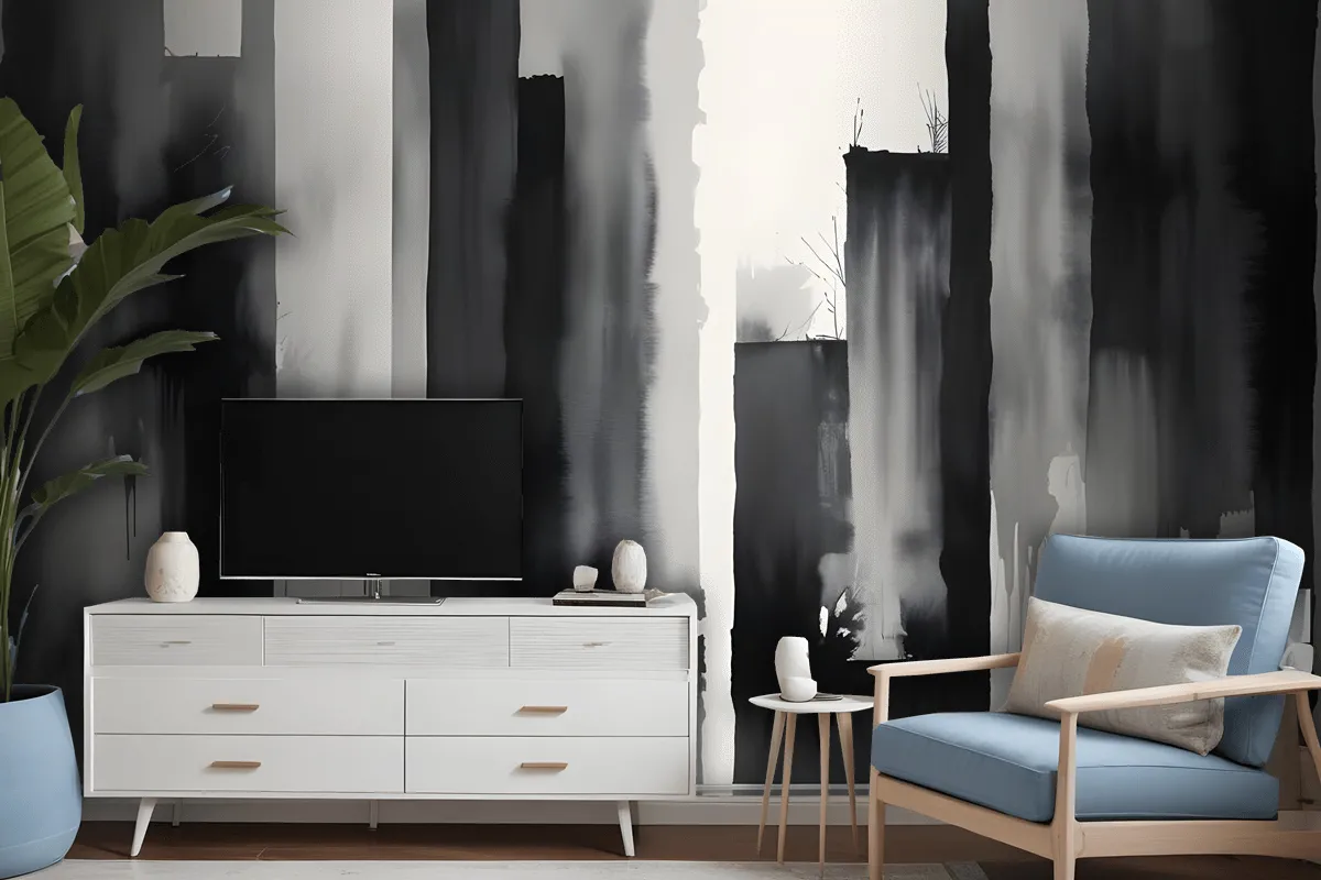 Watercolor Painting Black And White Architecture Wallpaper Mural