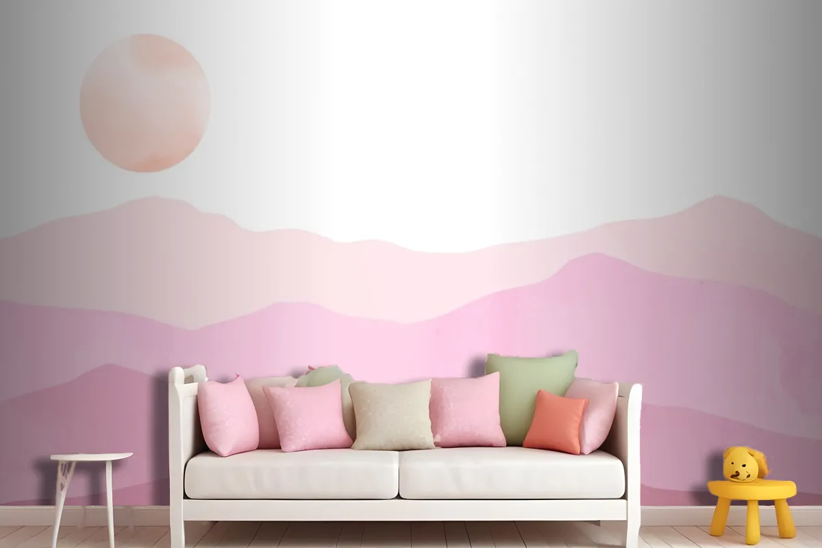 Watercolor Pastel Mountains Background Wallpaper Mural