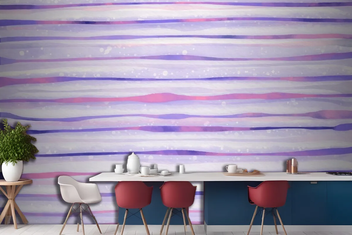 Watercolor Purple Striped Background Wallpaper Mural