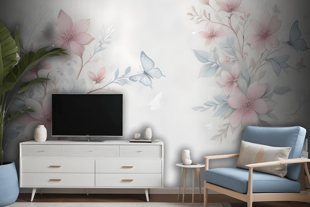 Watercolor Soft Flower Wallpaper Mural