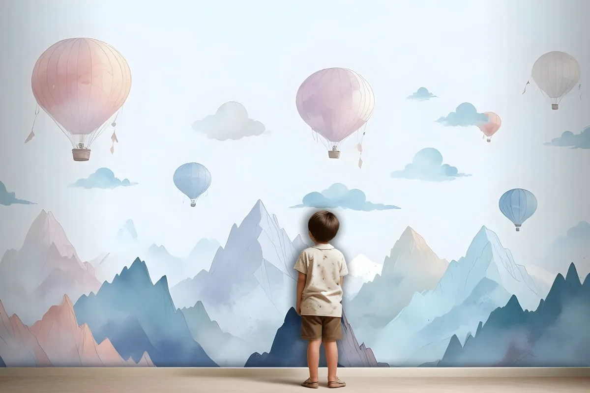 Watercolor Style Kids Landscape Wallpaper Mural