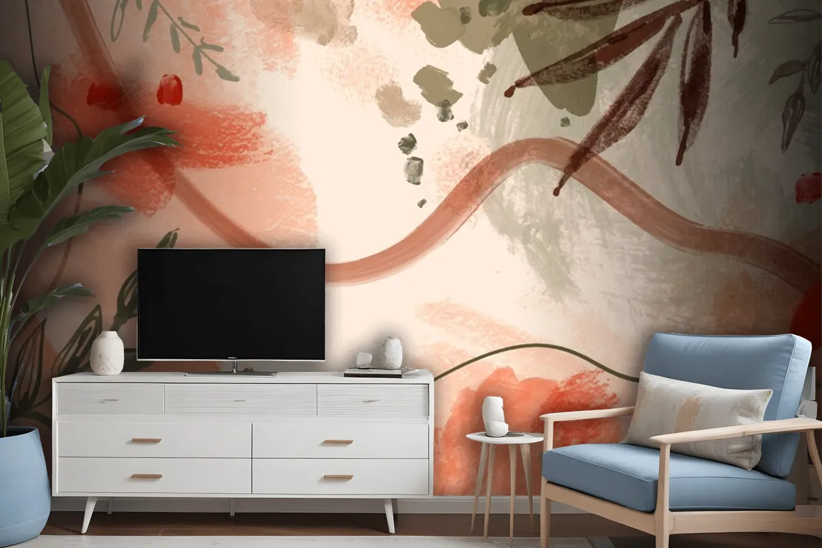 Watercolor Terracotta Pattern Design Wallpaper Mural