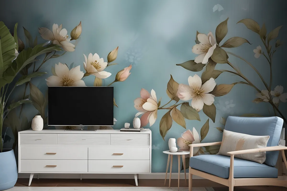 Watercolor Vintage Floral Wallpaper Mural