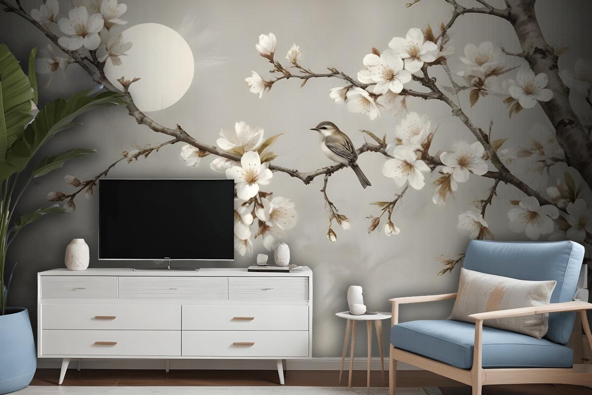 White Plum Blossom Wallpaper Mural