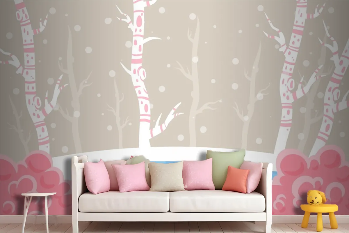 Winter Concept In Hand Drawn Wallpaper Mural