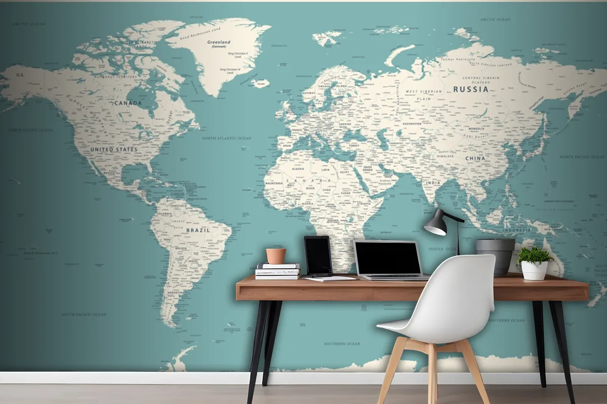 World Map Vintage Political Detailed Wallpaper Mural