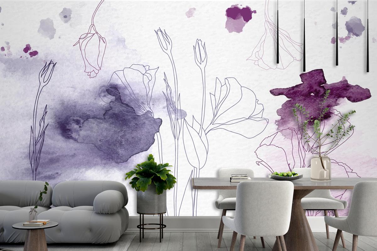 Watercolor Floral Background Wallpaper Mural