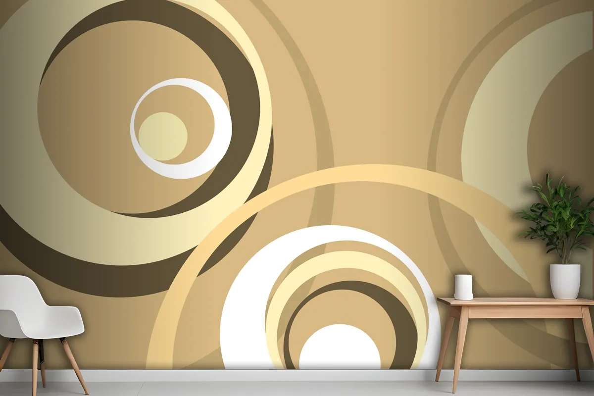 Retro Background With Circular Wavy Shapes Wallpaper Mural