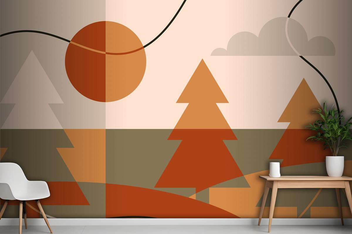 Flat Design Soft Earth Tones Background Wallpaper Mural