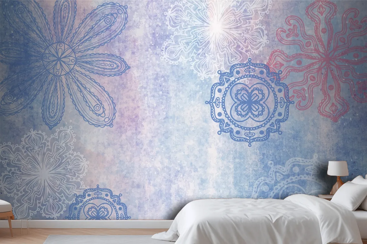 Watercolor Background With Hand Drawn Elements Wallpaper Mural