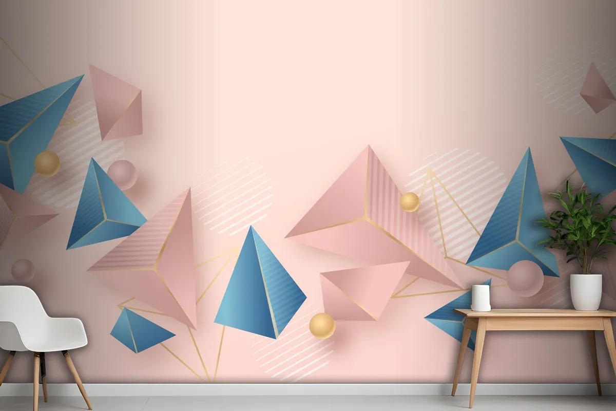 Realistic Polygonal Background Wallpaper Mural