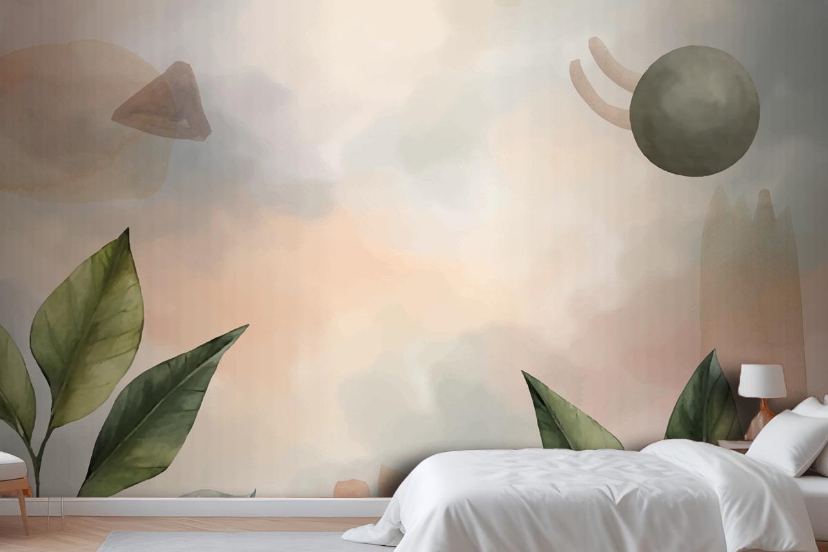 Watercolor Soft Earth Tones Background Wallpaper Mural