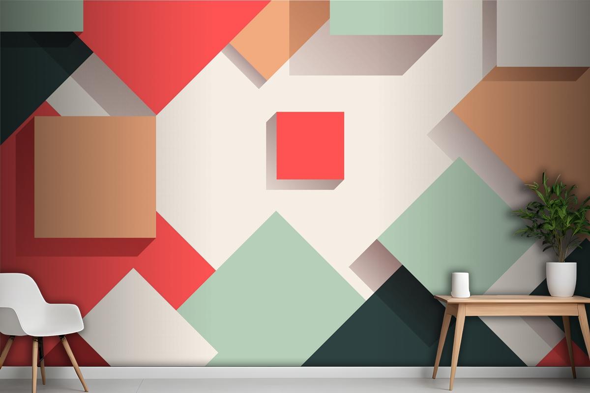 Flat Geometric Background Office Wallpaper Mural