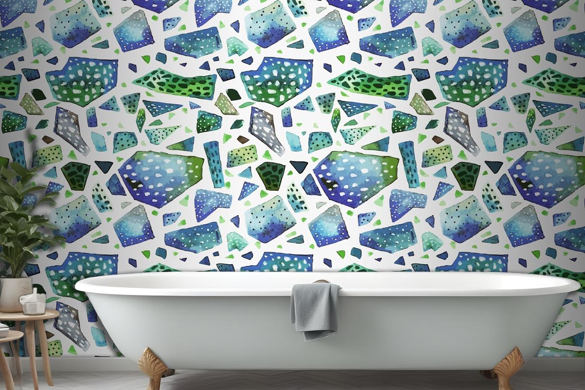 Hand Painted Colorful Terrazzo Pattern Wallpaper Mural