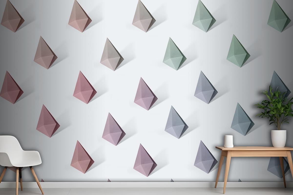 Colorful Paper Craft Diamond Shape Patterned Wallpaper Mural