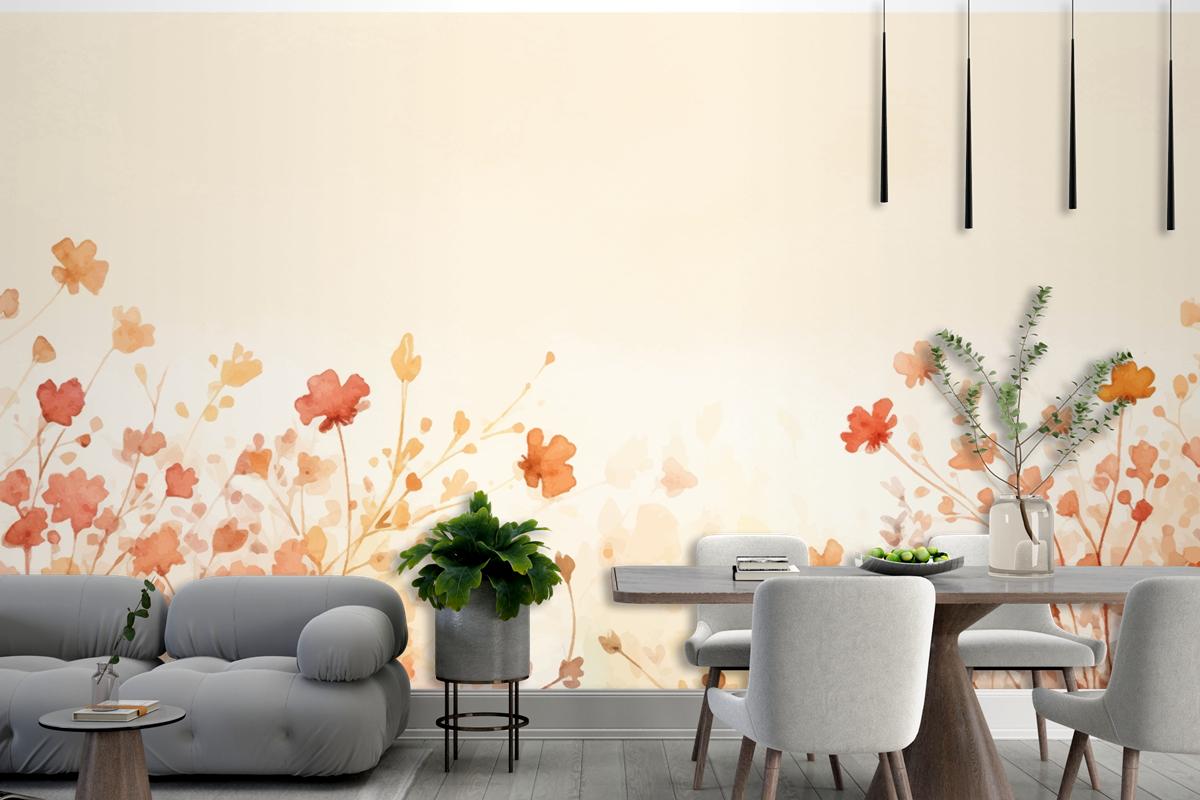 Watercolor Frame Autumn Leaves Background Wallpaper Mural