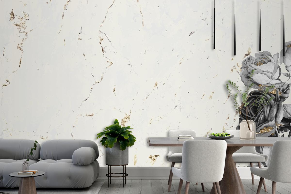 Blank Floral Shimmering Wallpaper Mural