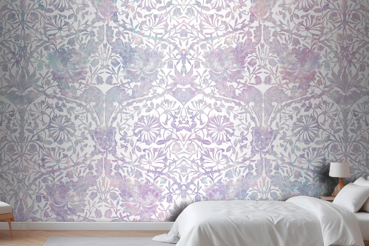 Vintage Floral Holographic Pattern Wallpaper Mural