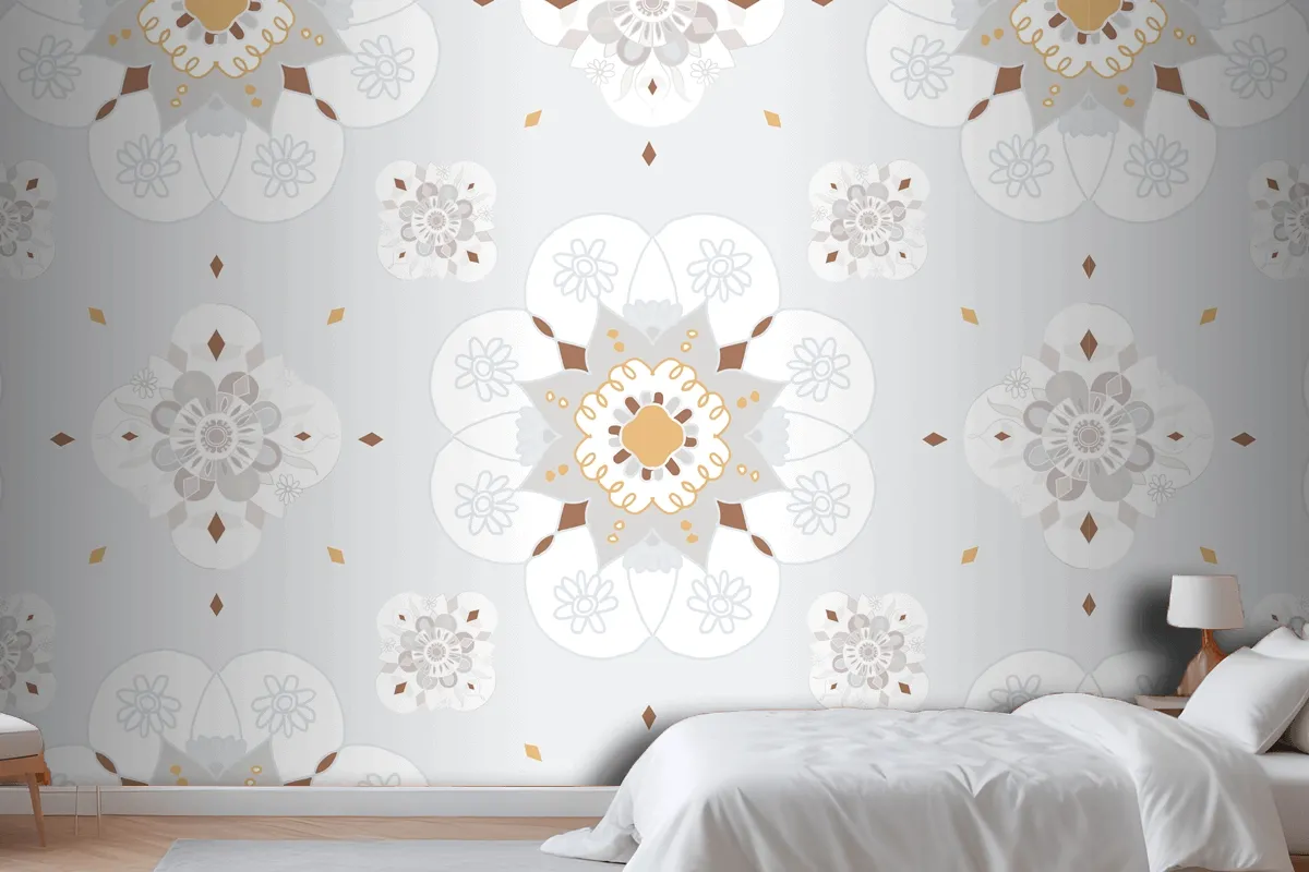 Oriental Mandala Floral Pattern Wallpaper Mural