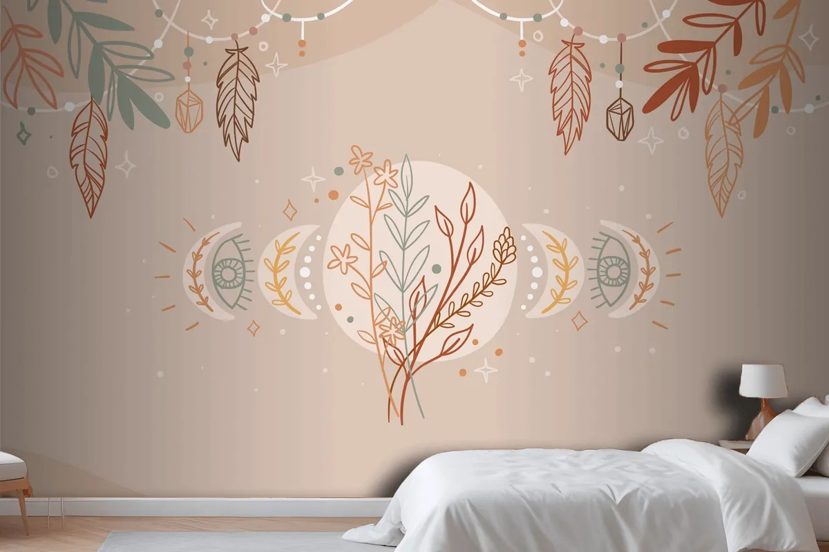 Hand Drawn Boho Background Wallpaper Mural