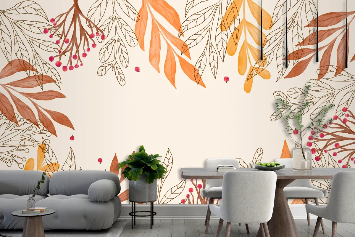 Watercolor Autumn Background Wallpaper Mural