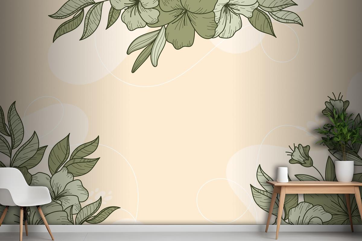 Floral Linear Design Background Wallpaper Mural