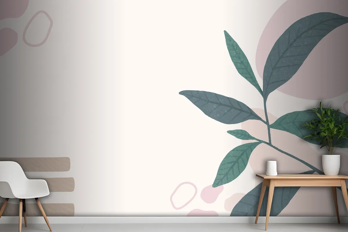 Aesthetic Pastel Botanical Abstract Office Wallpaper Mural