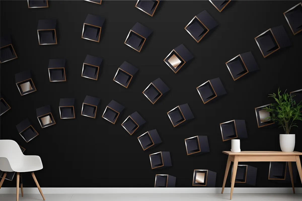 Gradient Black Background With Cubes Wallpaper Mural