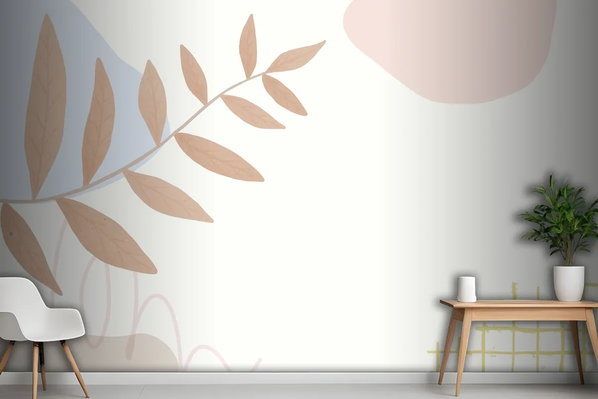 Aesthetic Pastel Botanical Abstract Wallpaper Mural