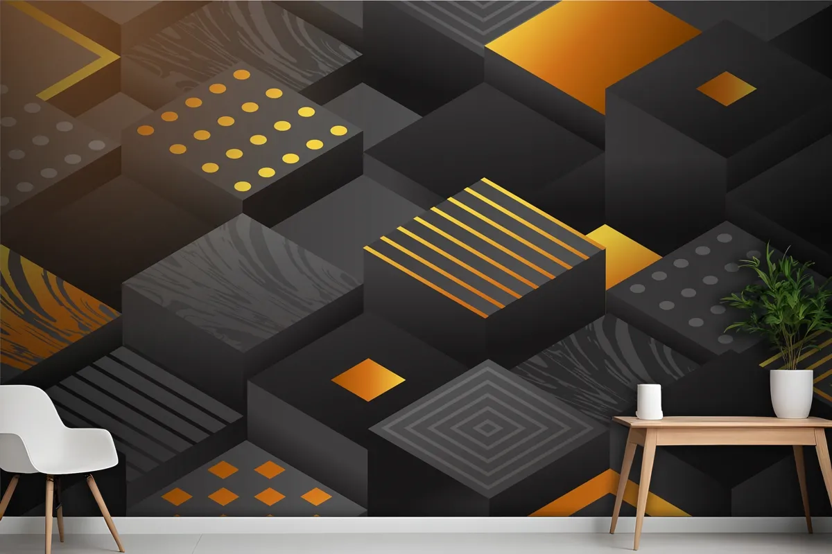 Gradient Black Background With Cubes Office Wallpaper Mural