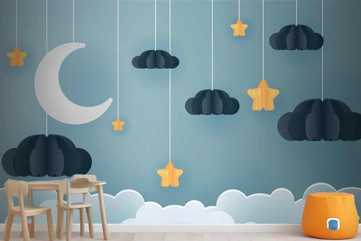 Family In The Moon And Star With The Night Wallpaper Mural