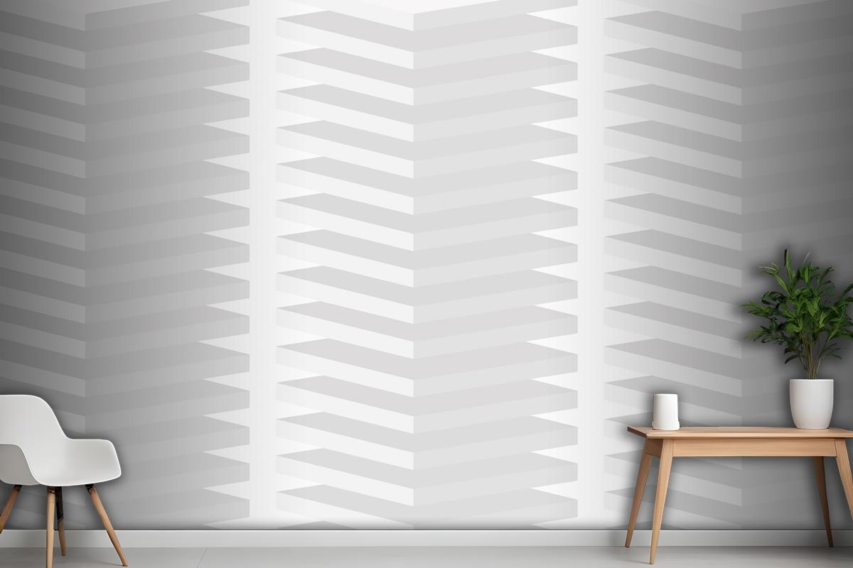 Geometric Pattern Background White Minimal 3D Design Wallpaper Mural