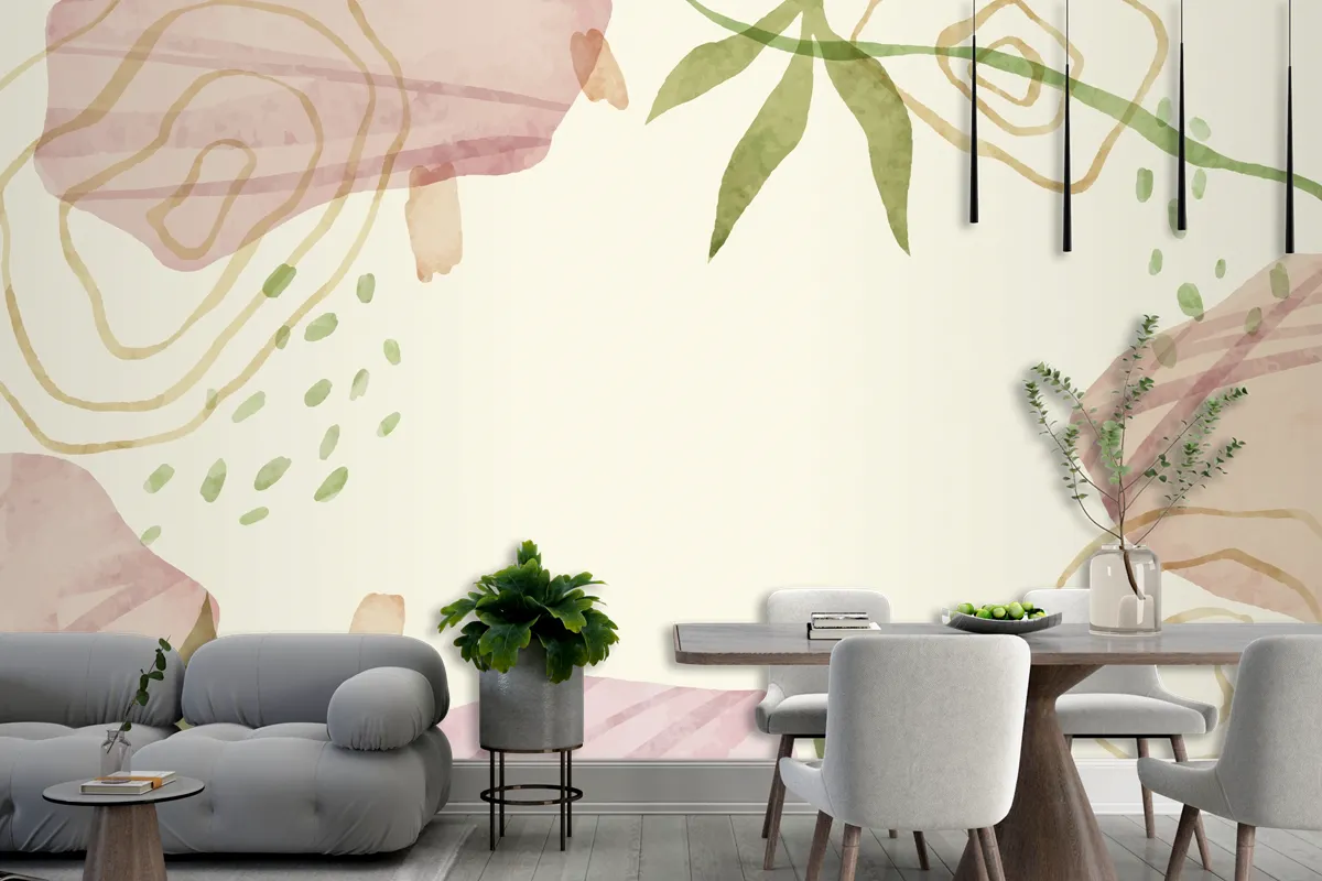 Watercolor Abstract Doodle Background Wallpaper Mural