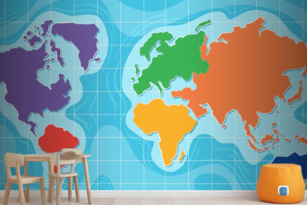 Aerial View Of World Map Wallpaper Mural