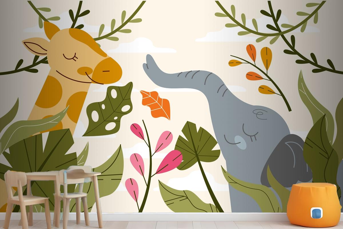 Hand Drawn Wildlife Background Wallpaper Mural