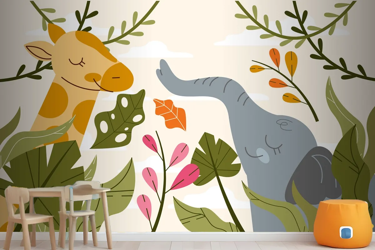 Hand Drawn Wildlife Background Wallpaper Mural