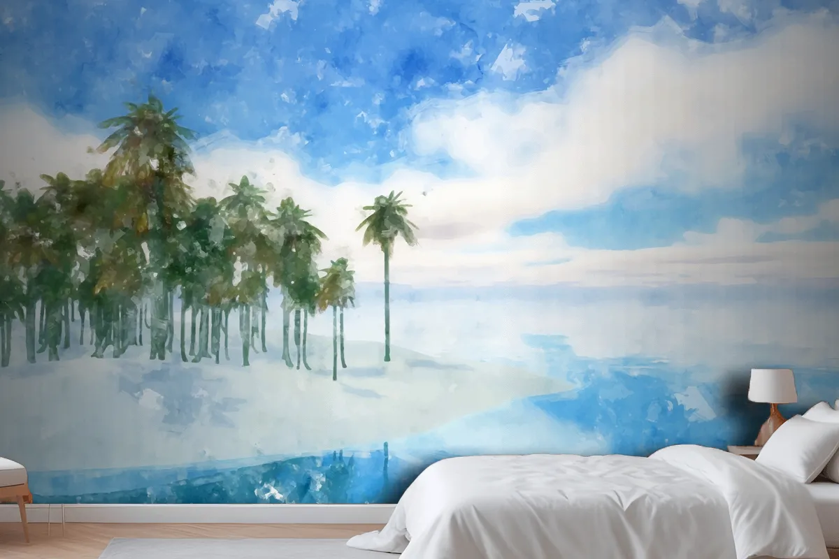 Watercolor Summer Tropical Wallpaper Mural