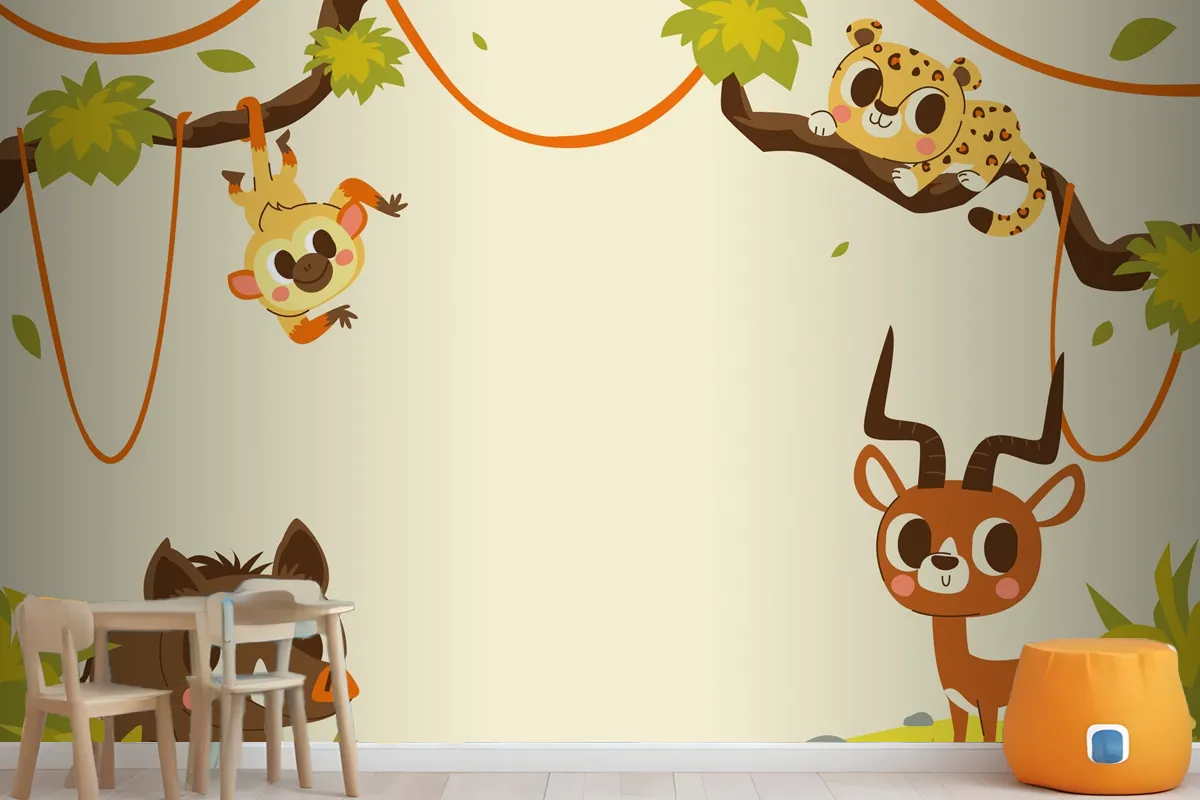 Hand Drawn Wildlife Background Wallpaper Mural