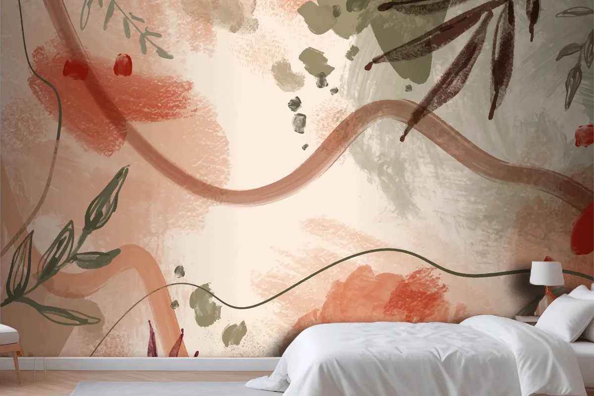 Watercolor Terracotta Pattern Design Wallpaper Mural