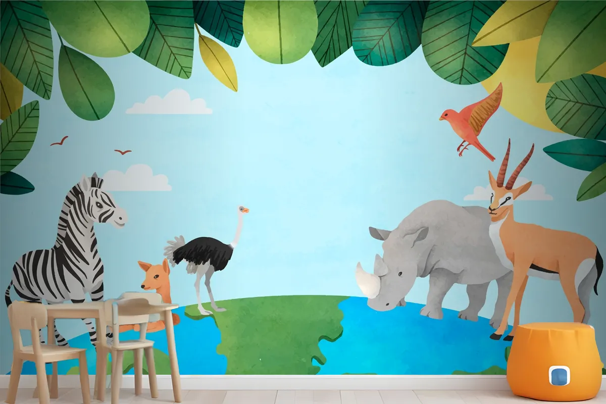 Watercolor World Animal Day Background Wallpaper Mural