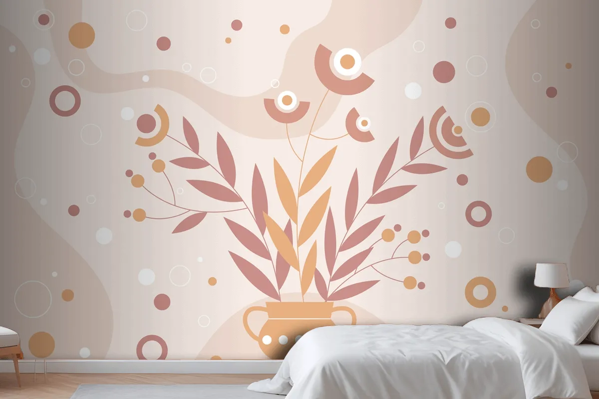 Hand Drawn Terracotta Background Wallpaper Mural