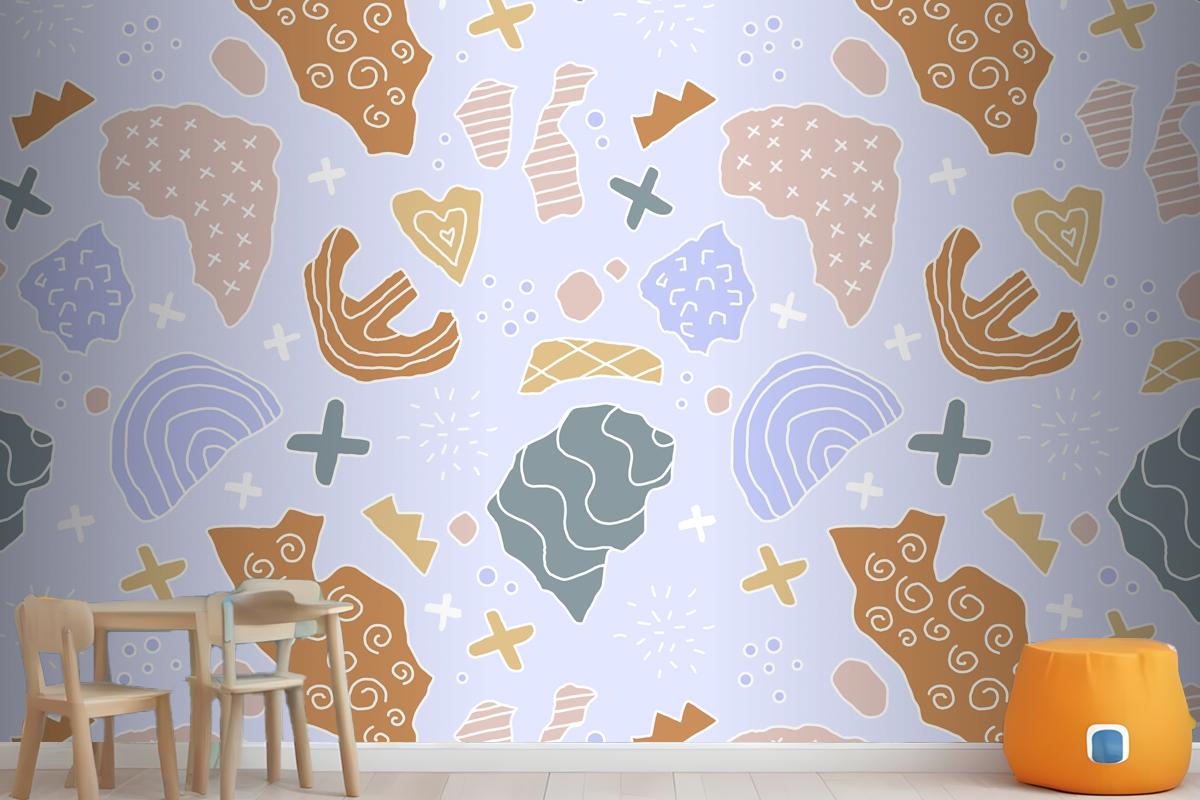 Hand Drawn Cutout Collage Pattern Wallpaper Mural