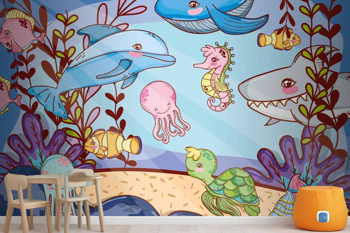 Aquatic Marine Life Wallpaper Mural