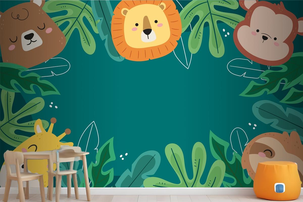 Flat Background For World Wildlife Day With Flora And Fauna Wallpaper Mural